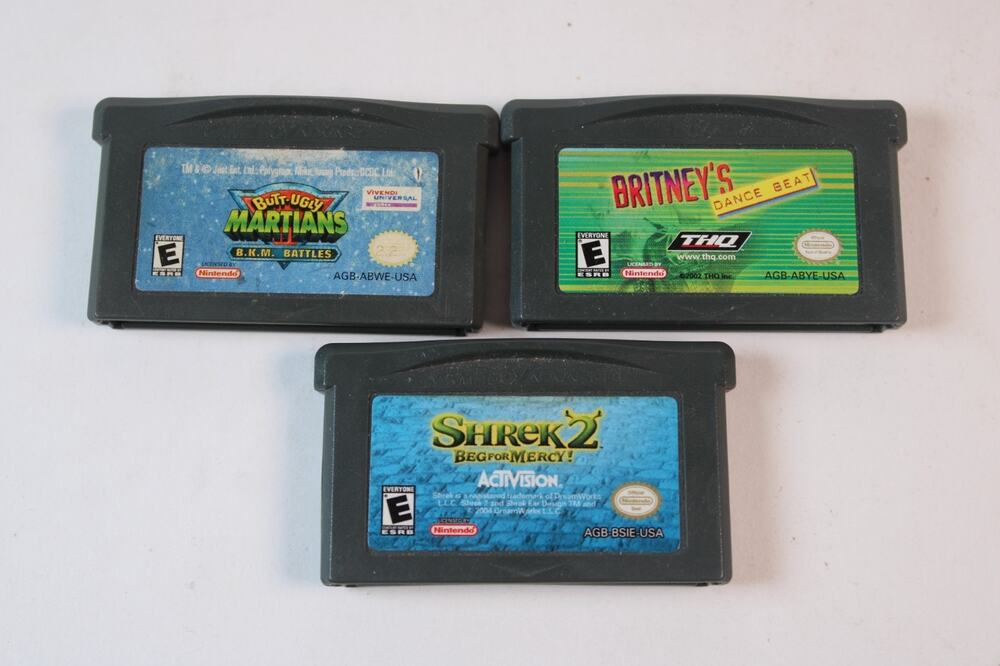 Nintendo Game Boy Advance Lot of 3: Shrek 2 Martians + Britney Game carts Only